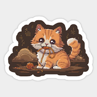 Cute cat with wool cordon Sticker